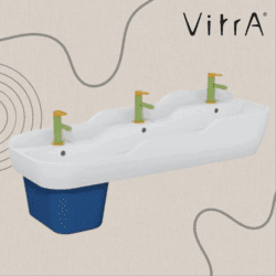 VitrA Sento Kids lavabo double, 125 cm, 3 hauteurs, avec trop-plein