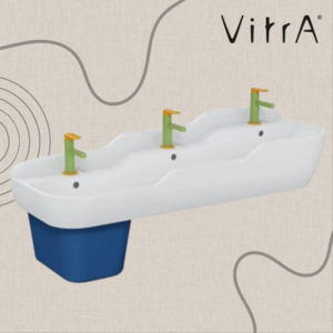 VitrA Sento Kids lavabo double, 125 cm, 3 hauteurs, avec trop-plein