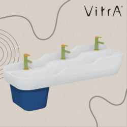 VitrA Sento Kids lavabo double, 125 cm, 3 hauteurs, sans trop-plein