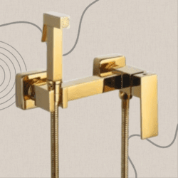 Kit Douche Hygiénique en Laiton Gold - Robinet Bidet avec Spray Eau Chaude et Froide