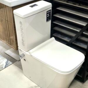 Toilette Sans Rebord Carré AVEC MITIGEUR – WC Deux Pièces à Chasse Washdown