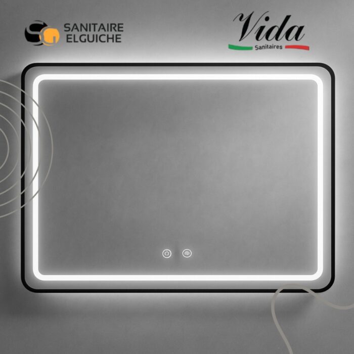 Vida Rectangle Miroir LED 3 Fonctions , Anti buée avec contour en Aluminium