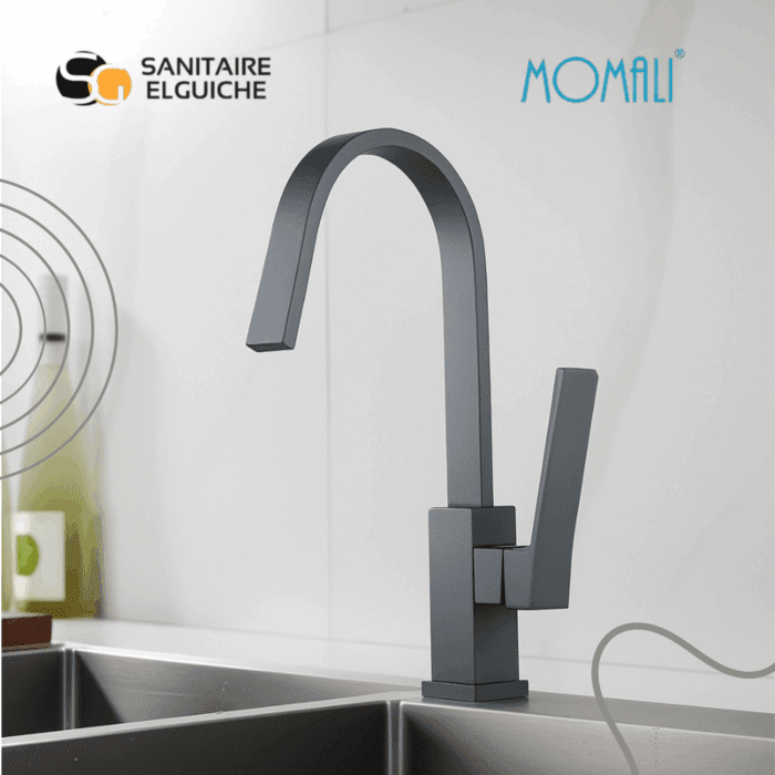 MITIGEUR D'EVIER JUPITER SATINE ANTHRACITE